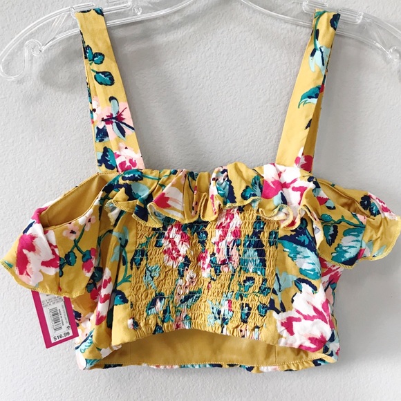 SOLD ✔️Xhilaration Floral Ruffled Crop Top XS - Picture 4 of 4